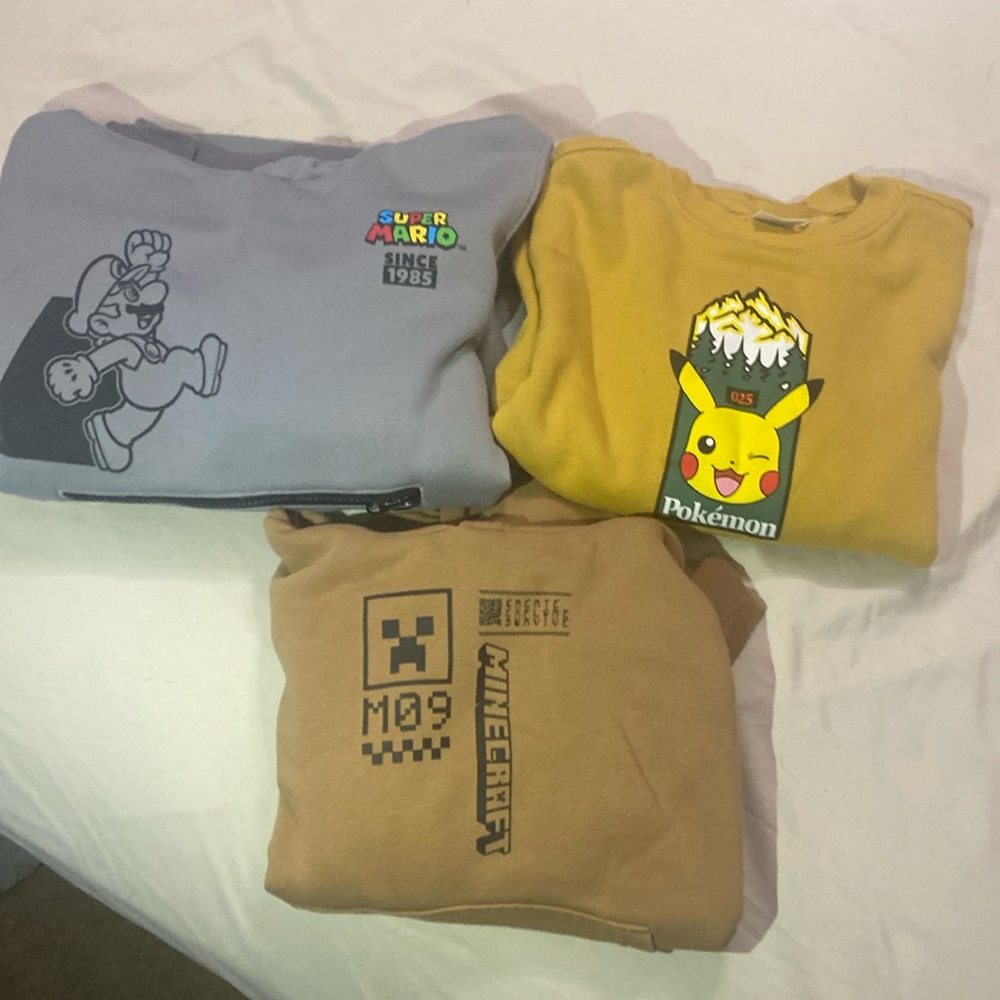 Bundle of boys size medium sweatshirts. Lot of three